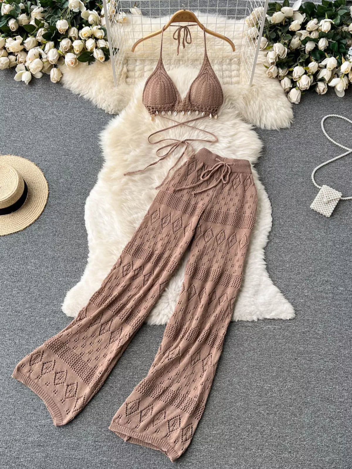 Crochet two piece set in black