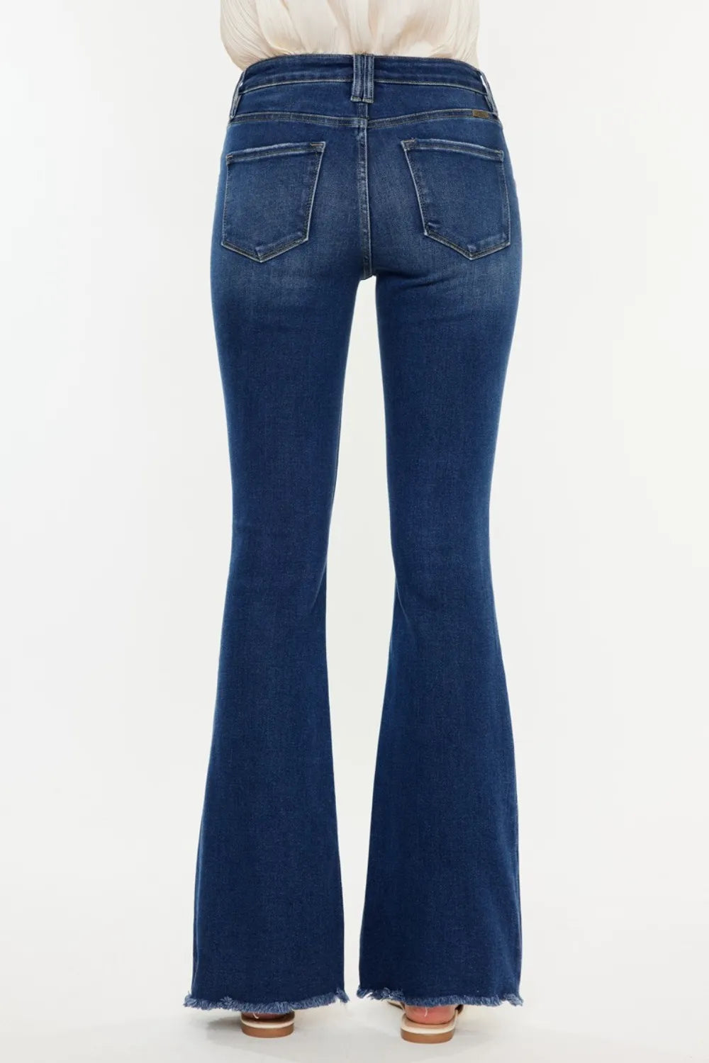 Kancan Cat's Whiskers Raw Hem Flare Jeans - Fashorio