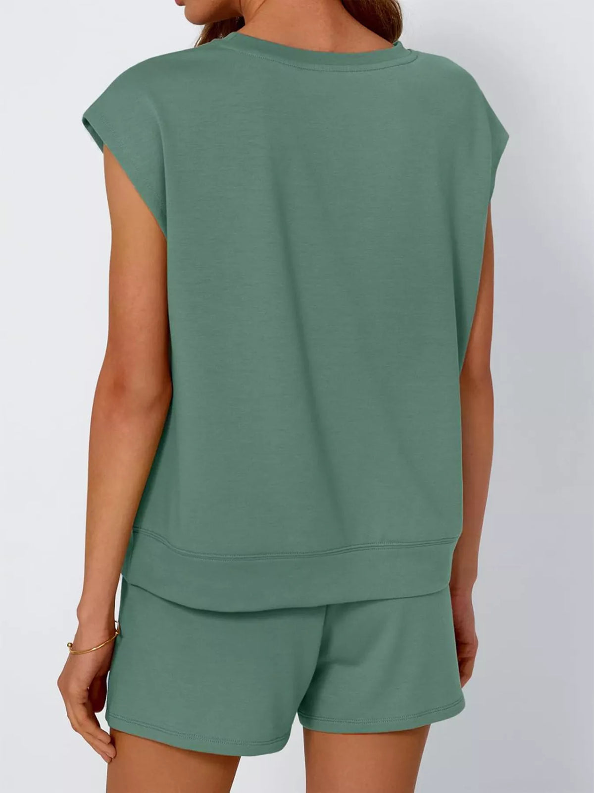 Casual Solid T-Shirt and Shorts Set, view 8