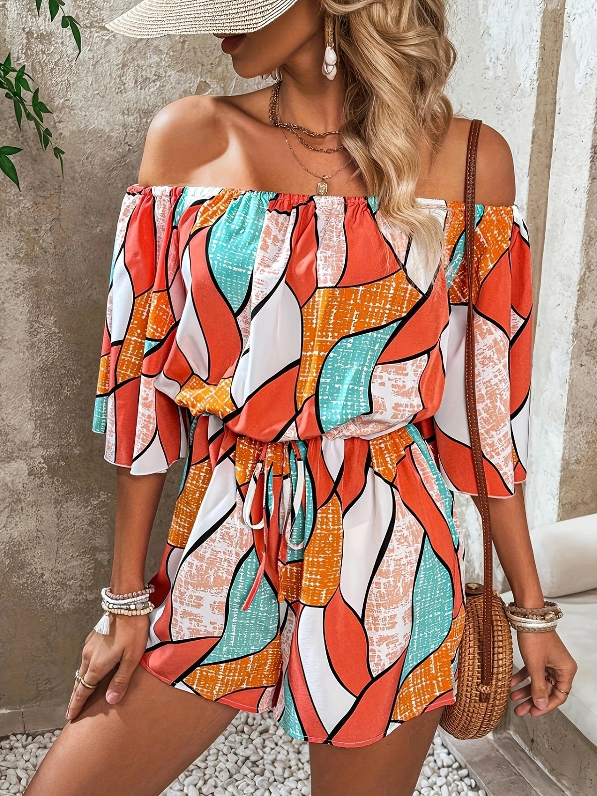 Side profile showing the fit of the romper