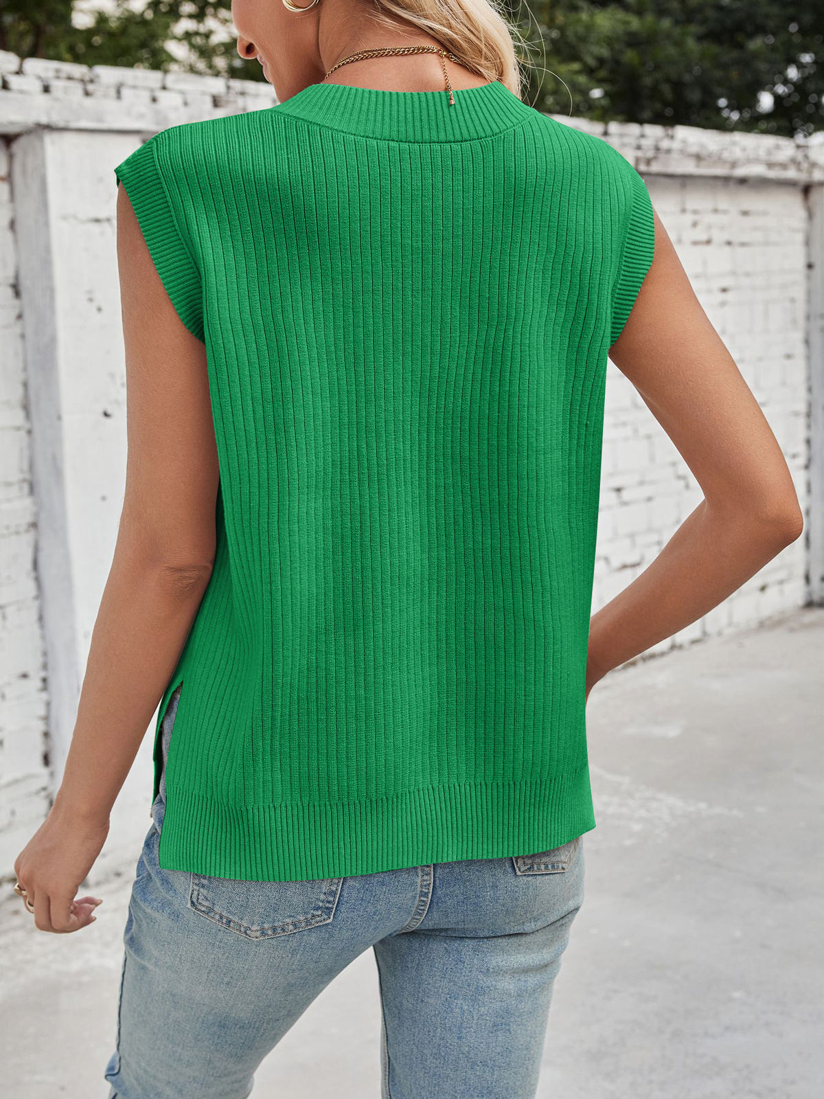 Casual Ribbed V Neck Sweater Vest, view 11