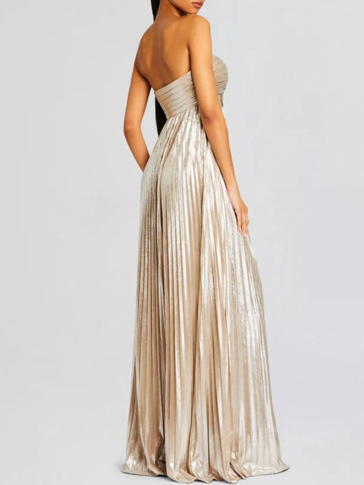 split sweetheart tube maxi dress walking pose