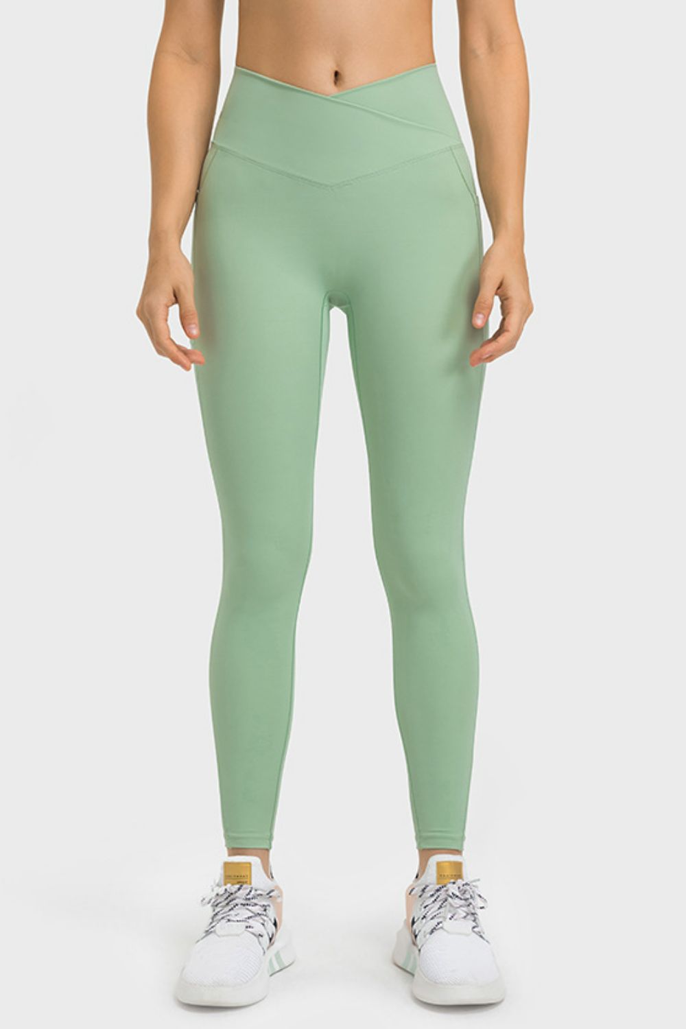 V Waist Yoga Leggings with Pockets front view
