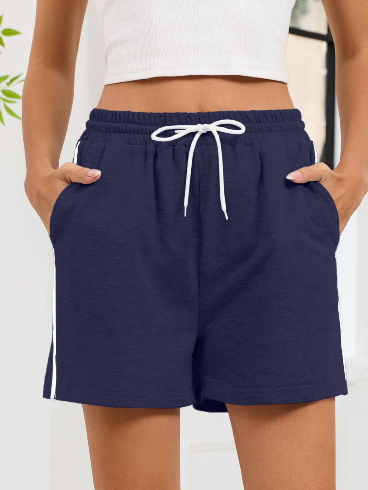 Back pocket and hem view of the shorts