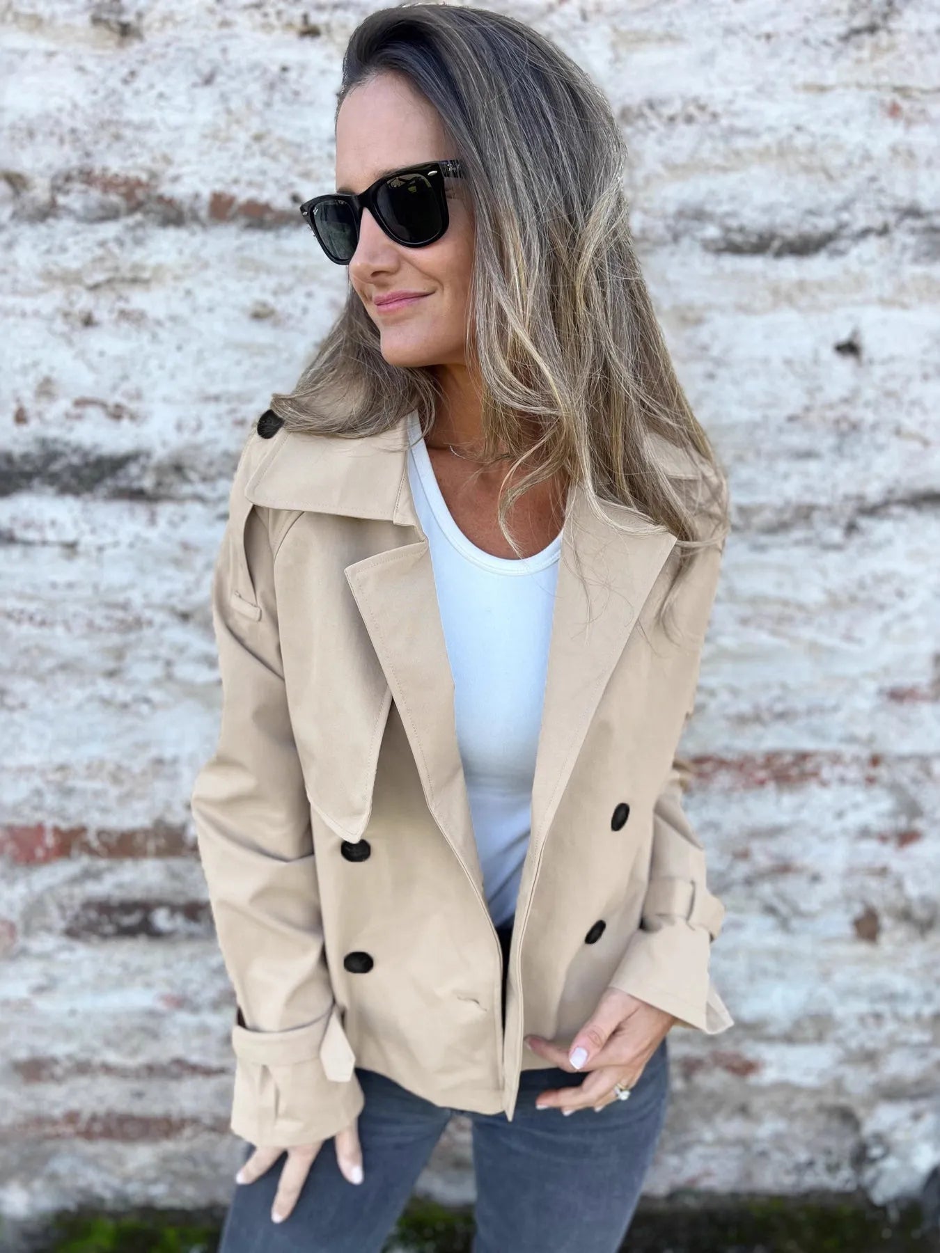 Full Size Long Sleeve Button Up Trench Coat Plus Size - Fashorio