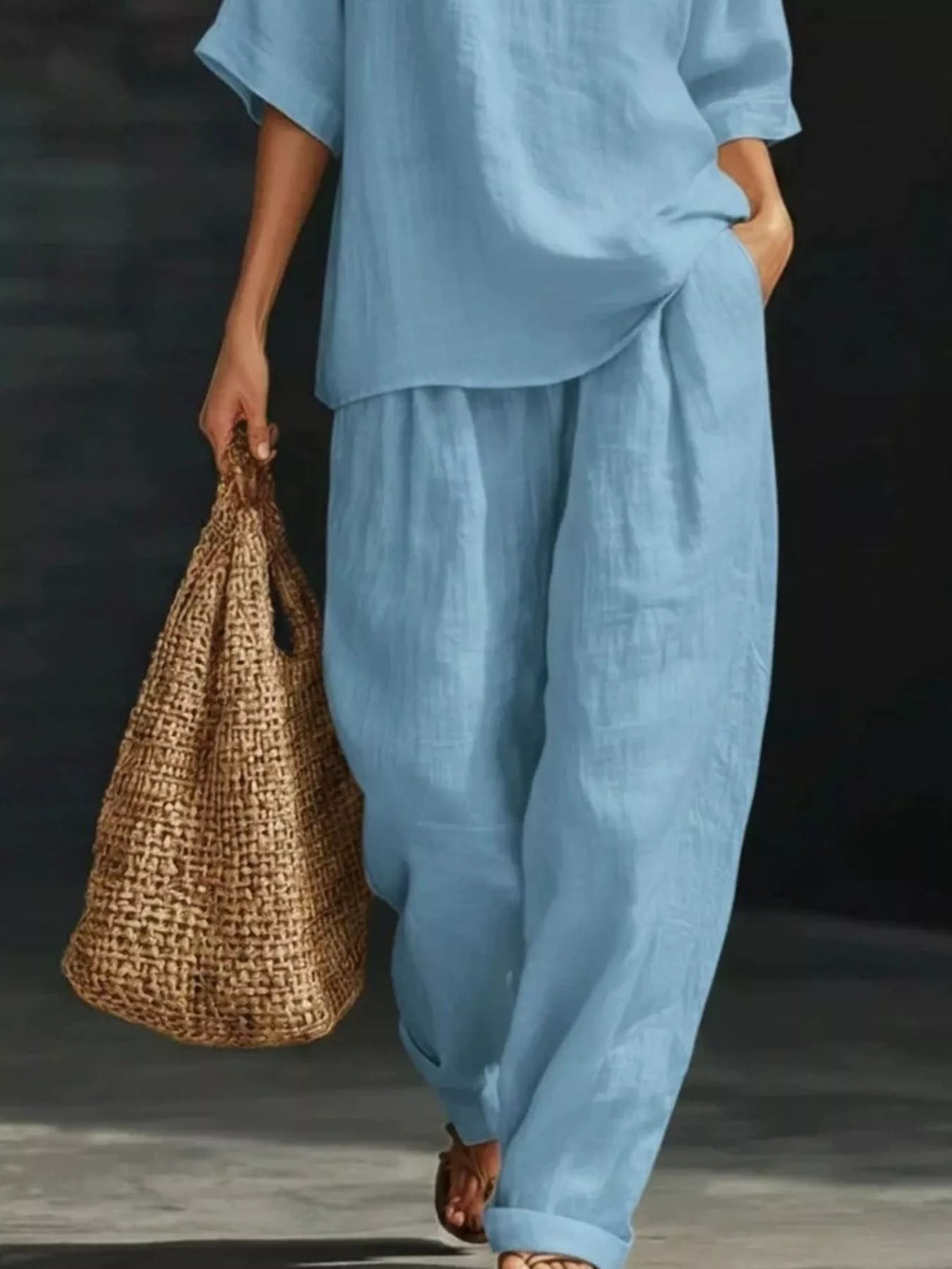 Half sleeve top and matching pants coordinated set