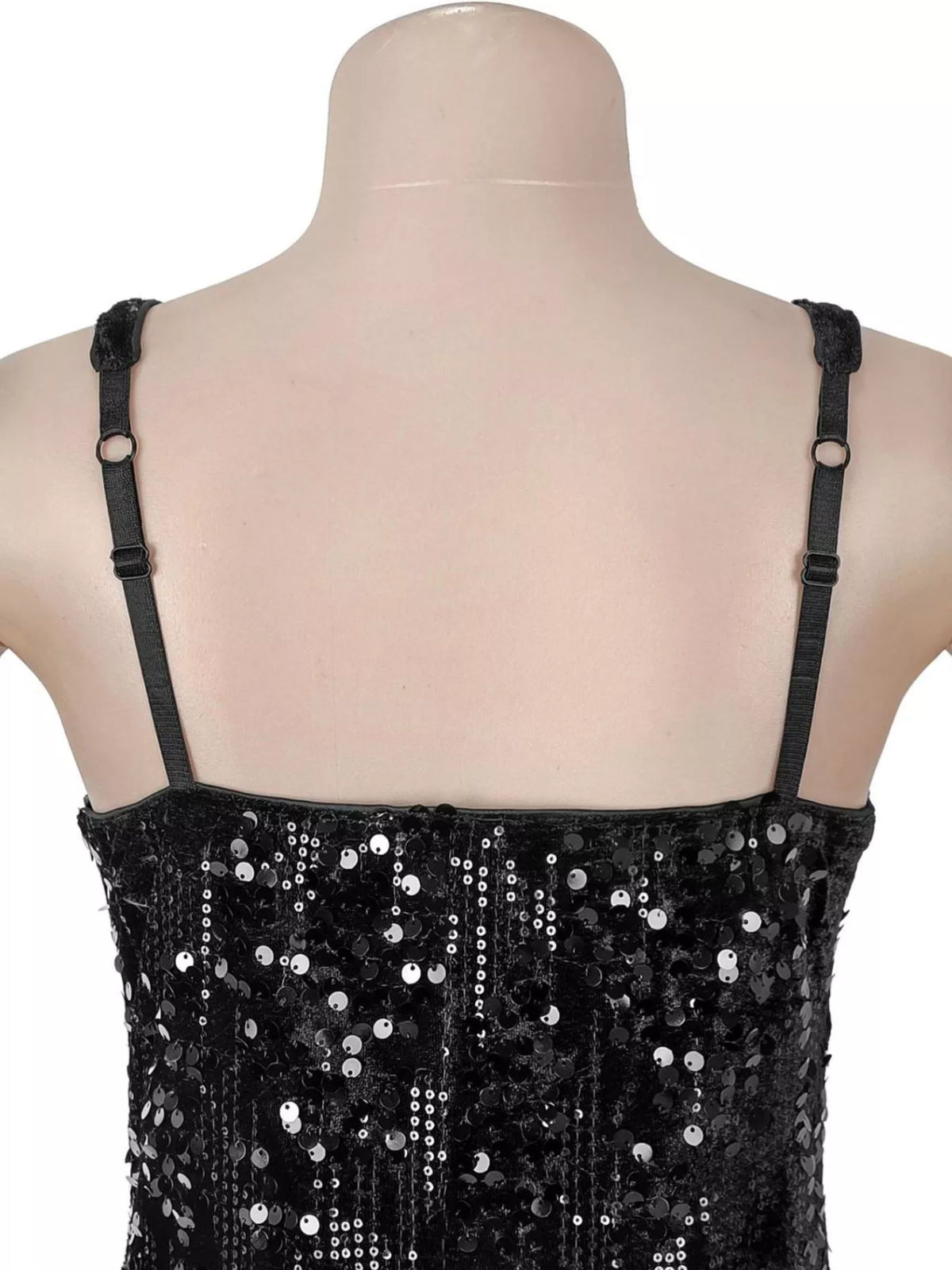 Sequin ruffle hem maxi dress, full length view