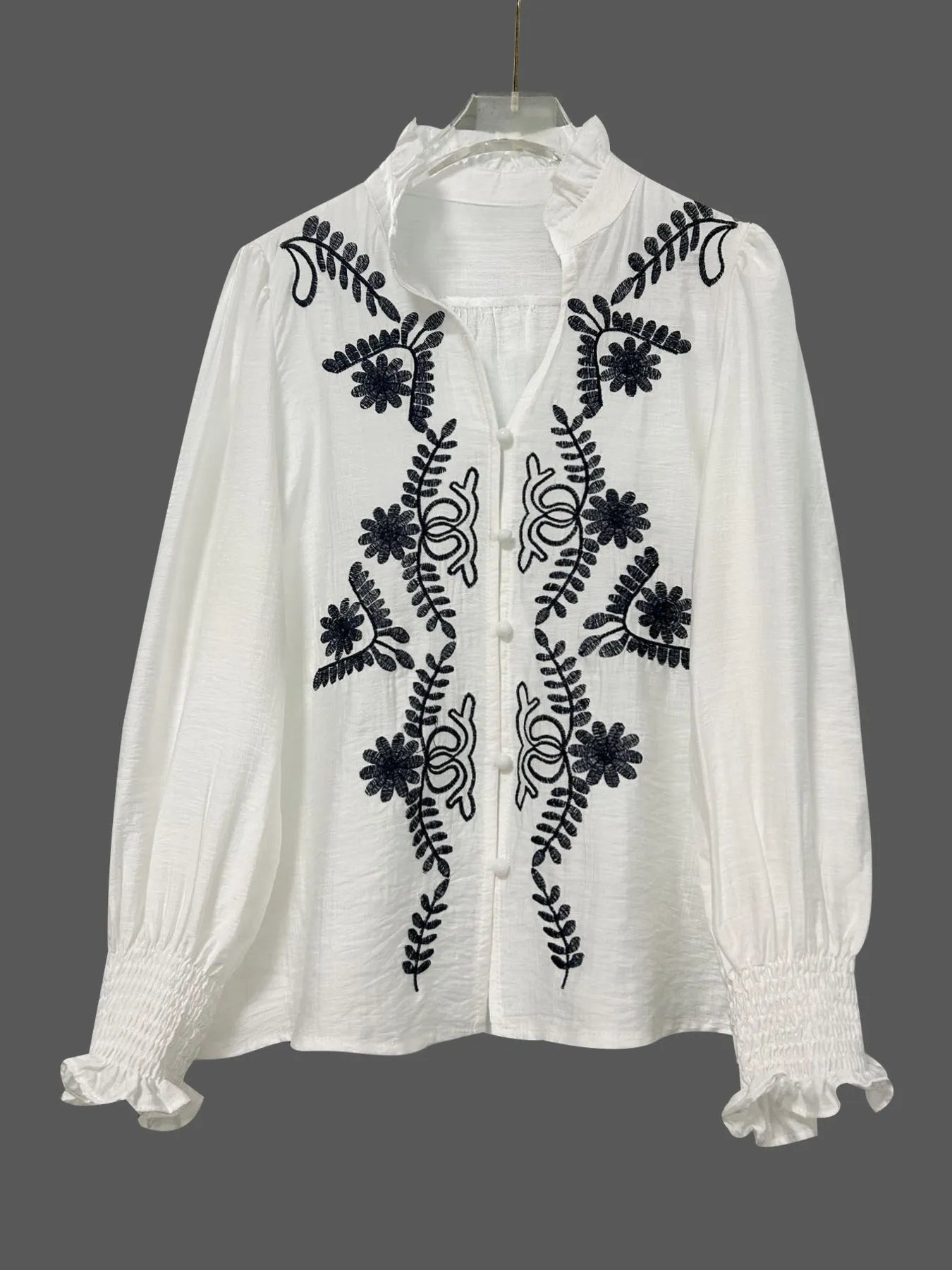 Embroidered Long Sleeve Blouse - Fashorio