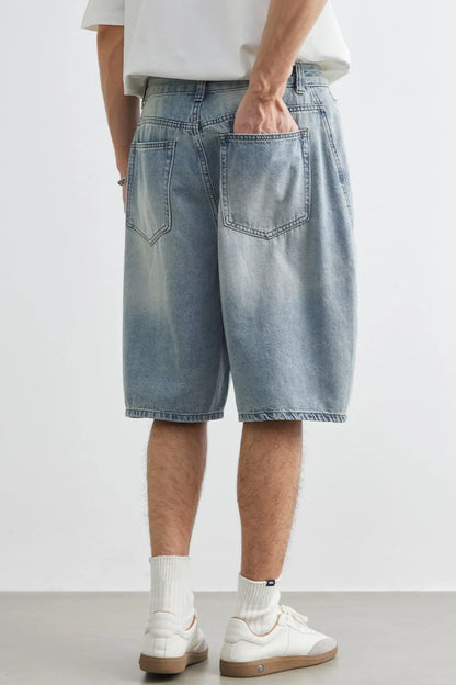 Men's Plus Size Relaxed Fit Wash Denim Shorts - Fashorio
