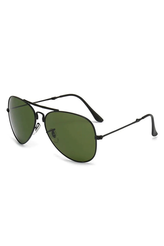 Aviator Sunglasses with Metal Temple Dark Green Film onesize - Fashorio