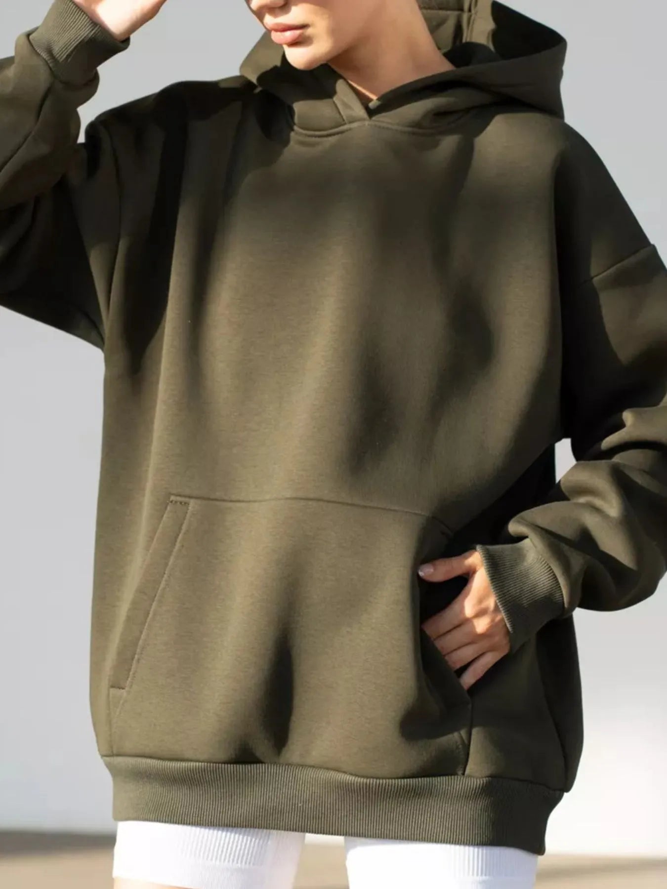 Kangaroo Pocket Long Sleeve Hoodie - Fashorio