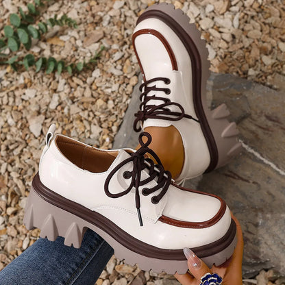 Round Toe Block Heels Loafers - Fashorio