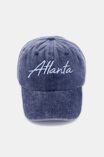 Zenana Washed ATLANTA Embroidered Baseball Cap Atlanta Navy One Size - Fashorio
