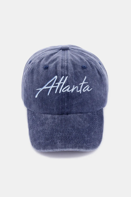 Zenana Washed ATLANTA Embroidered Baseball Cap Atlanta Navy One Size - Fashorio