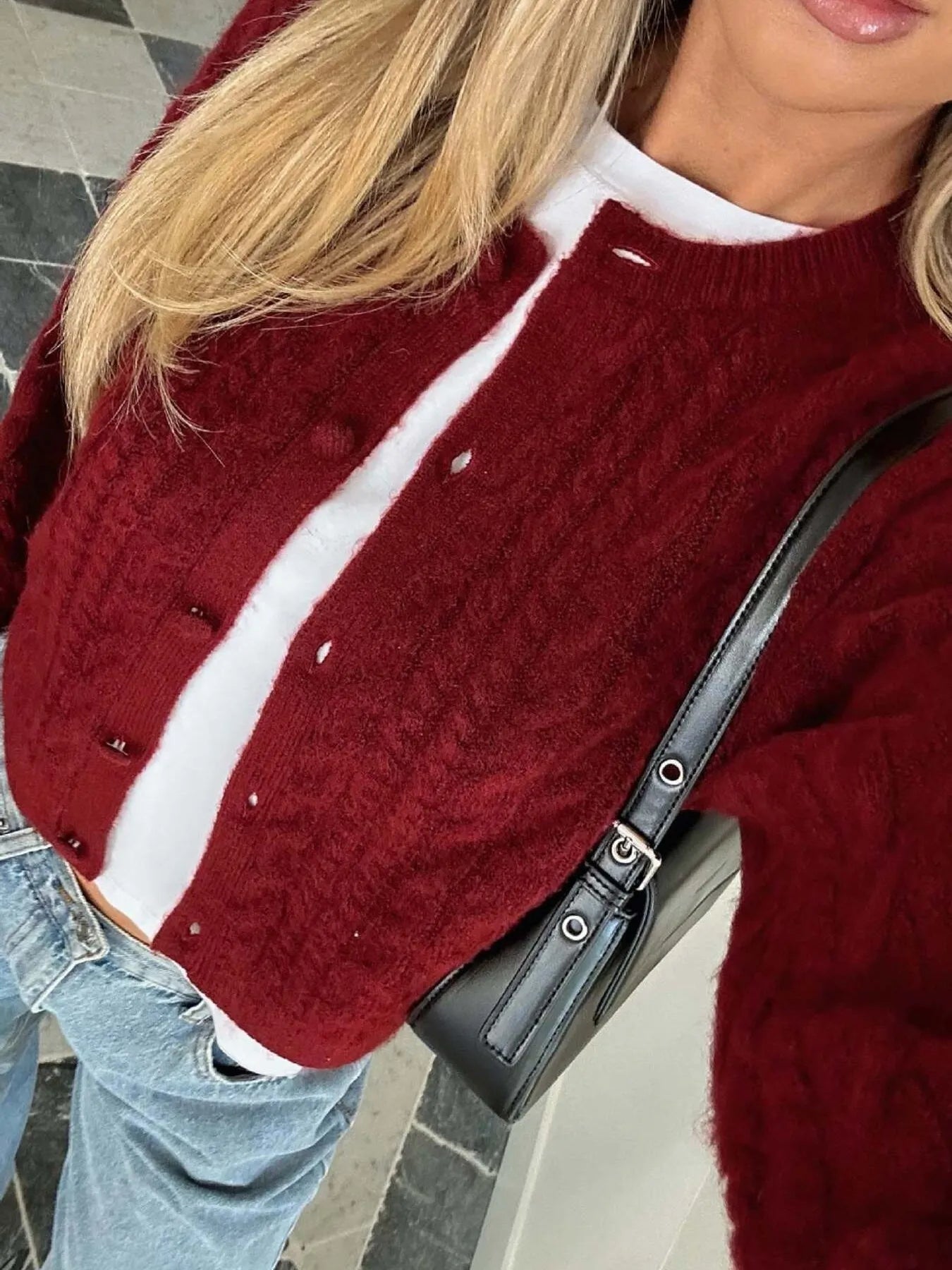 Cable Knit Button-Up Cardigan - Fashorio