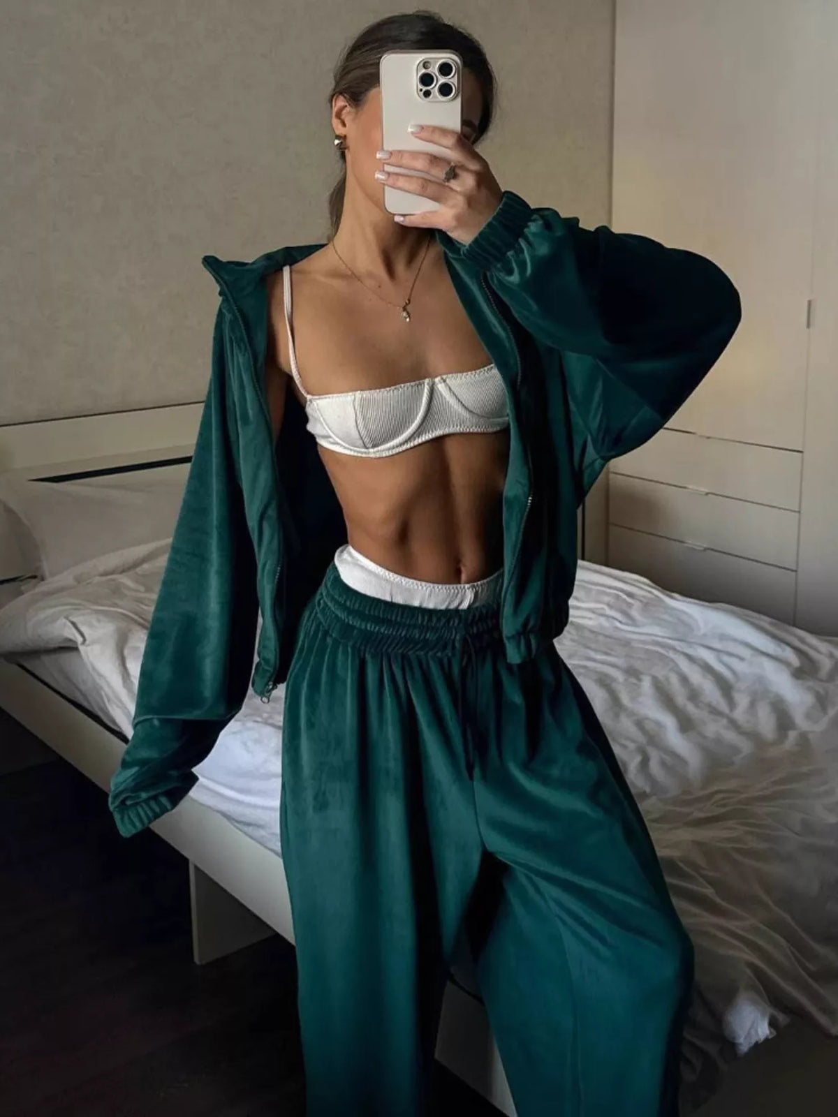 Zip Up Long Sleeve Jacket and Pants Set, view 10