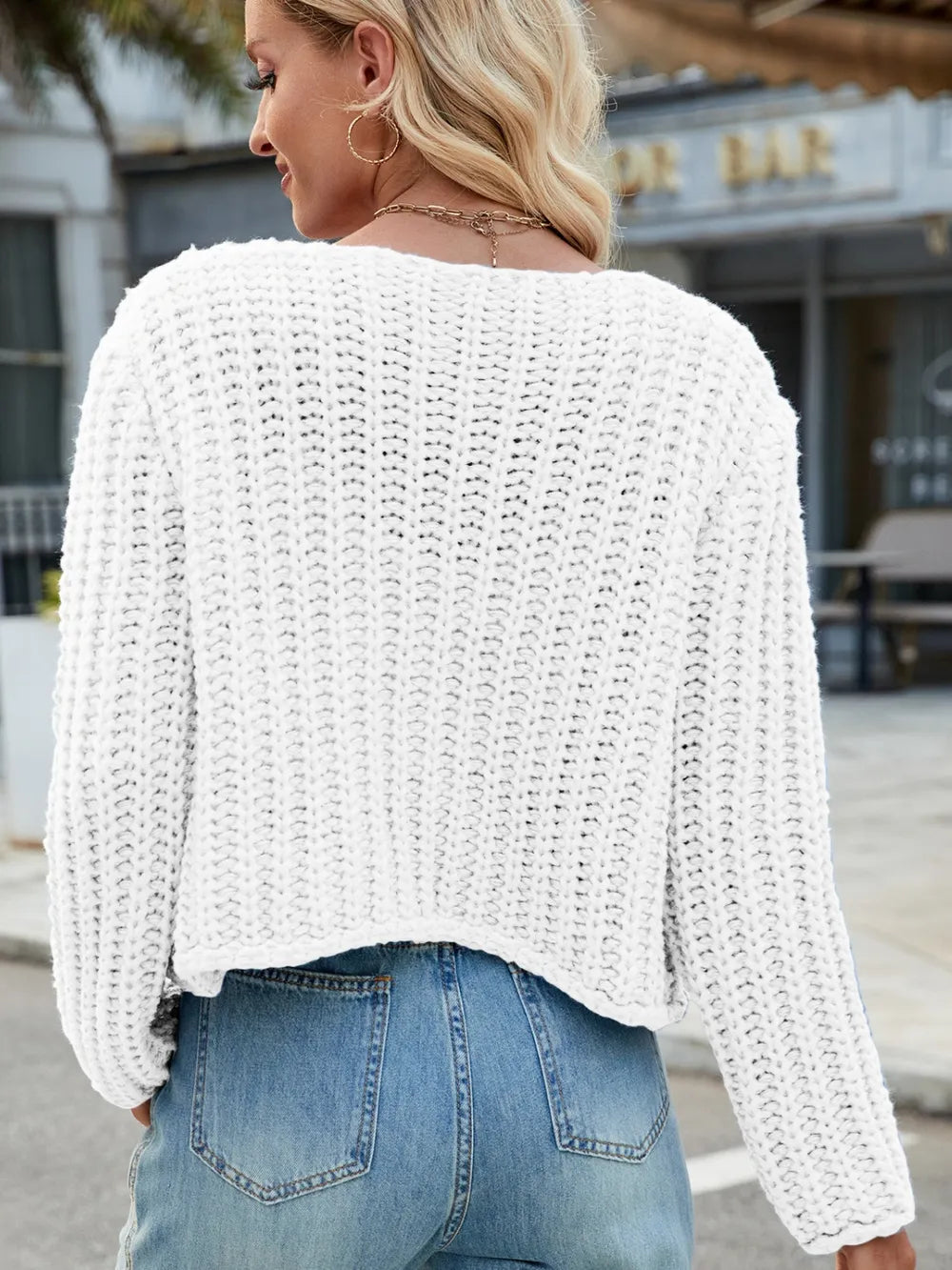 Round Neck Button Up Cardigan with Pockets - Fashorio