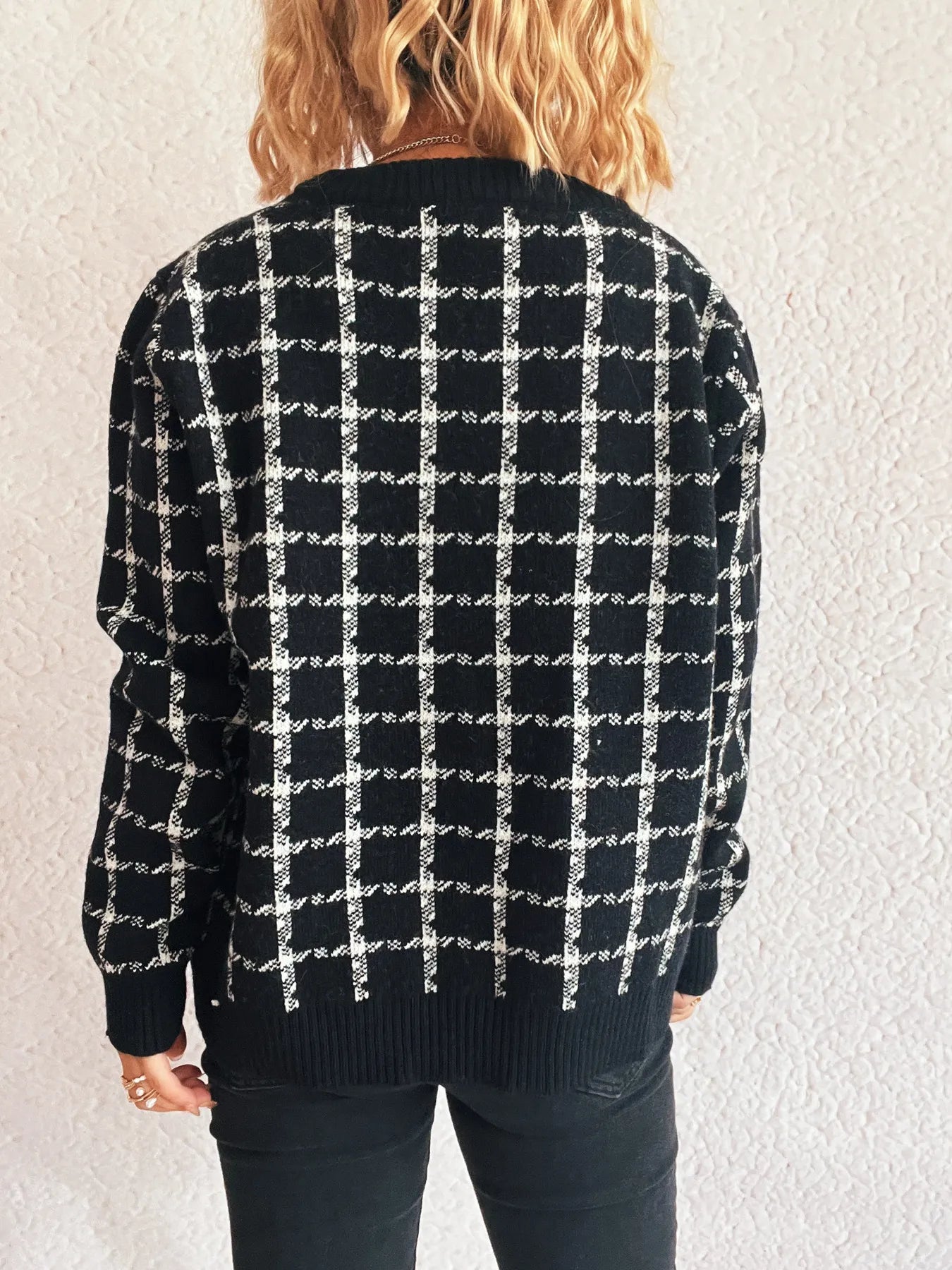 Plaid Pattern Zip Up Cardigan - Fashorio