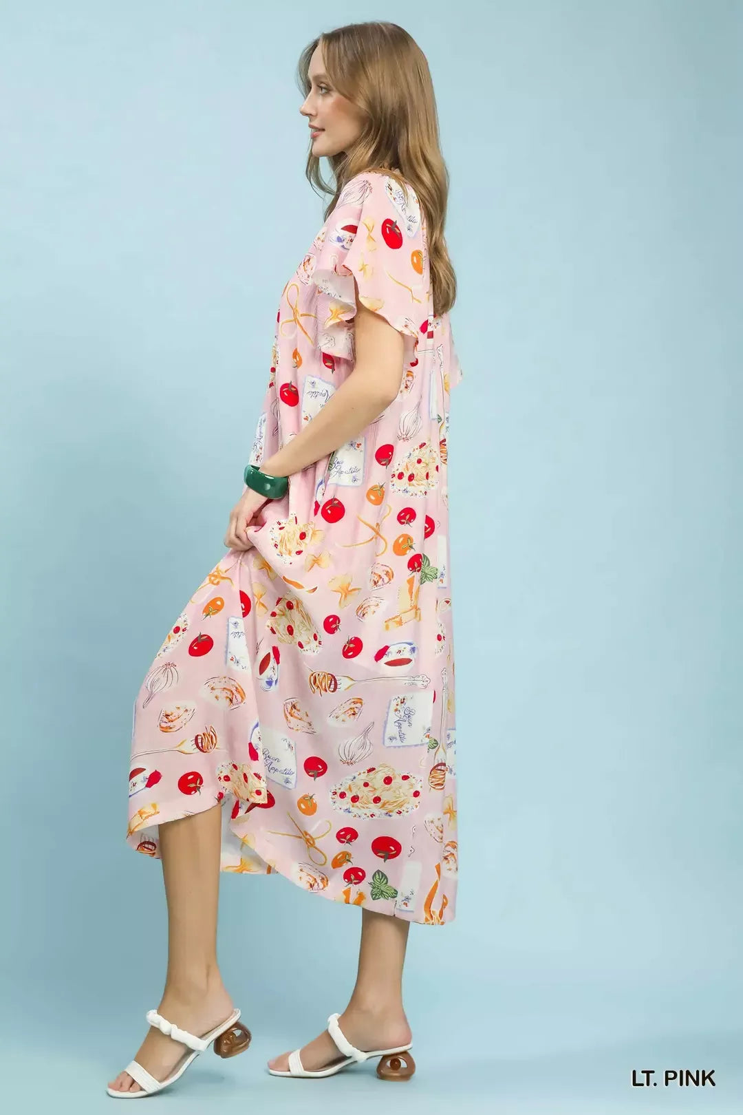 Abstract Print Flutter Sleeve Midi Dress detail