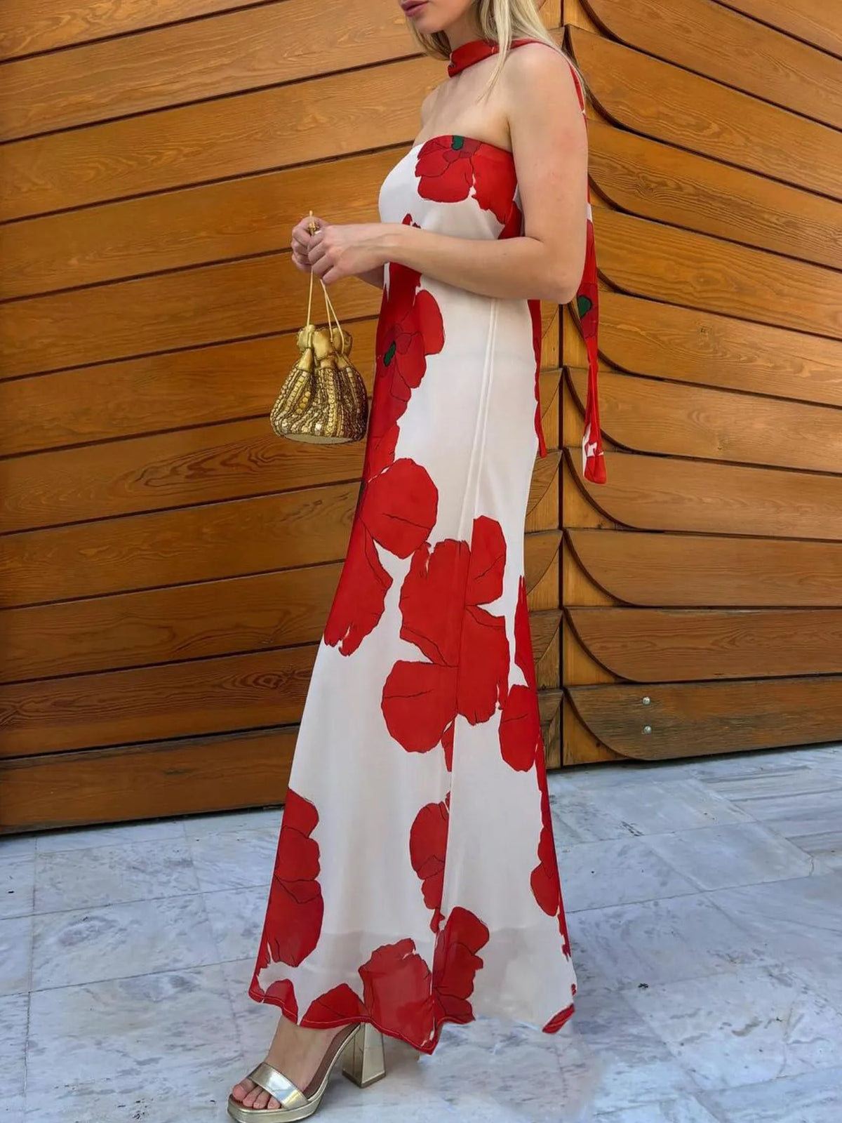 Printed tube maxi dress view 15