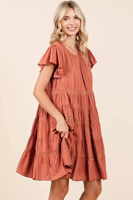 Button down tiered dress detail