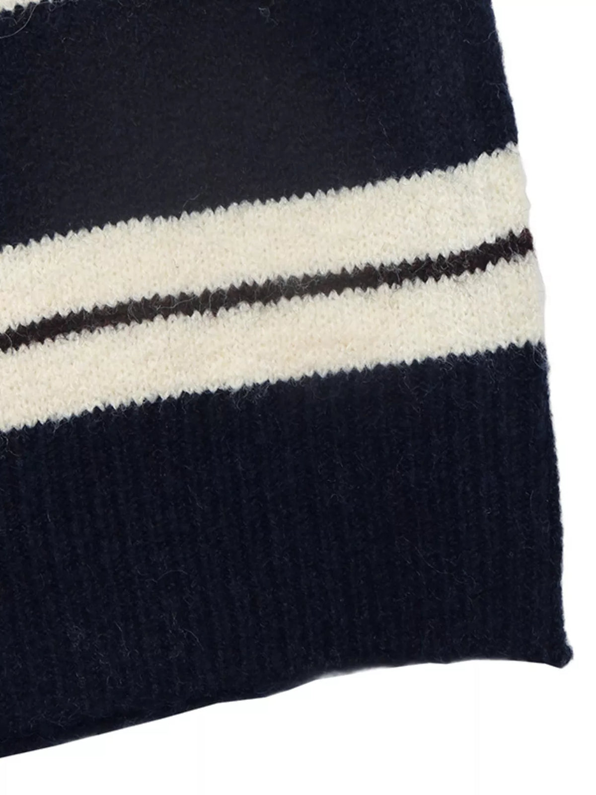 Striped Button Detail Long Sleeve Sweater close up