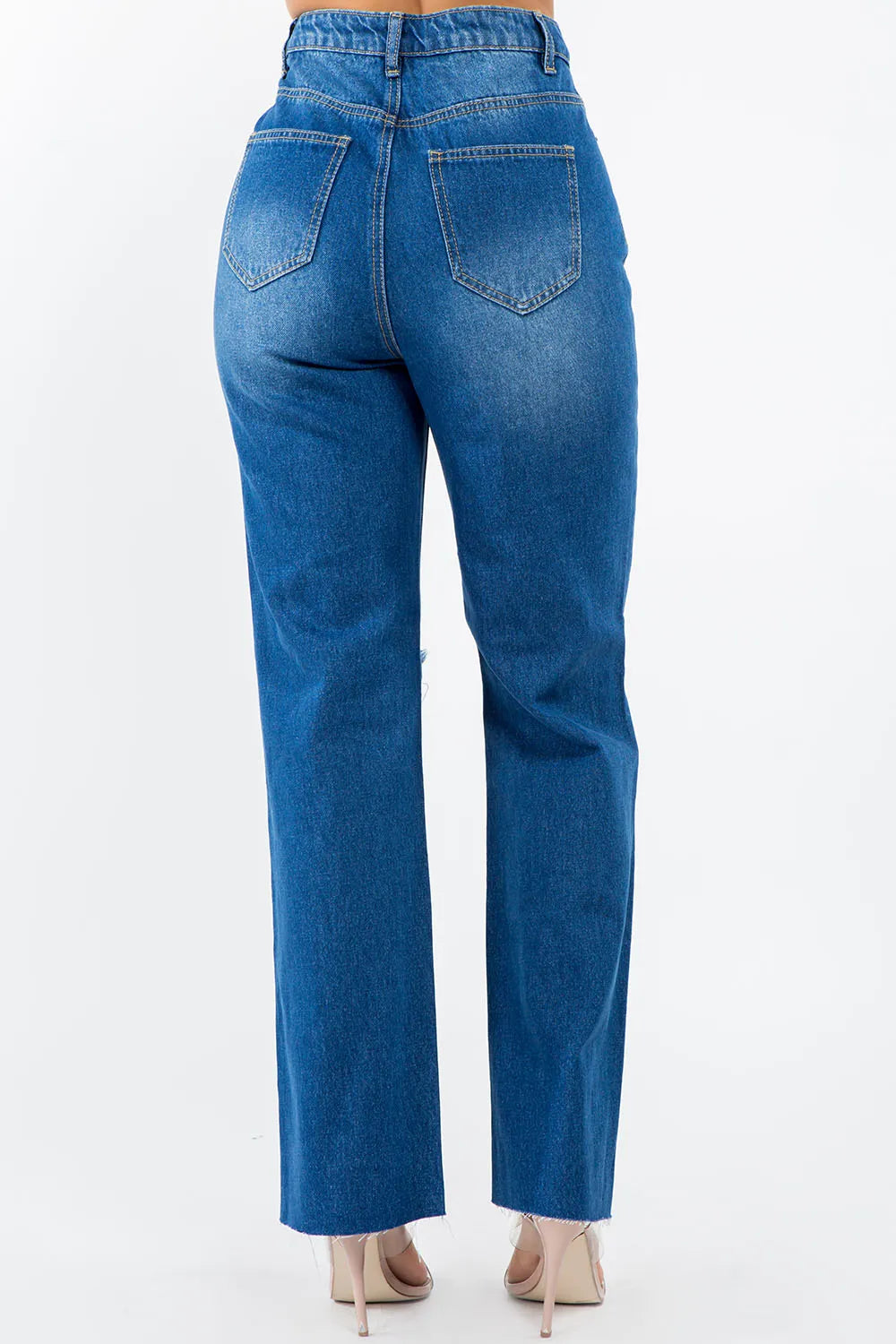 American Bazi High Waist Distressed Wide Leg Jeans - Fashorio