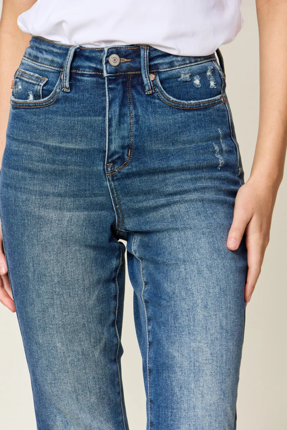 Judy Blue Full Size Tummy Control High Waist Slim Jeans - Fashorio
