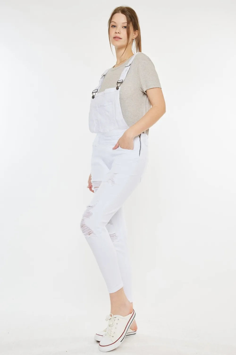 Kancan Distressed Skinny Denim Overalls - Fashorio