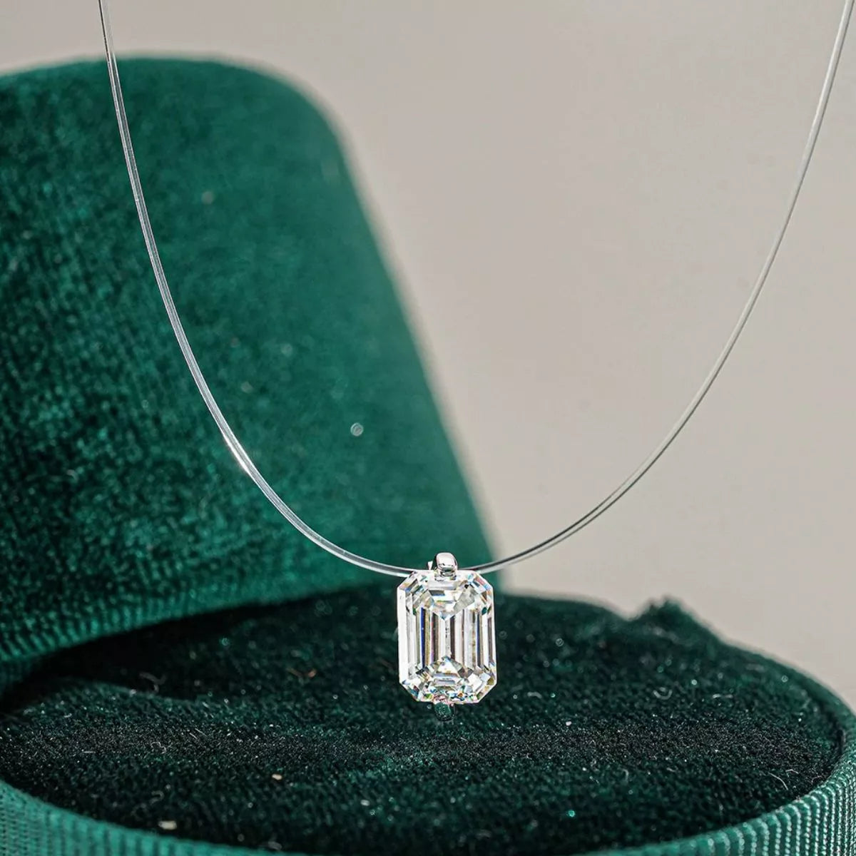 Clasp detail on 925 sterling silver moissanite necklace