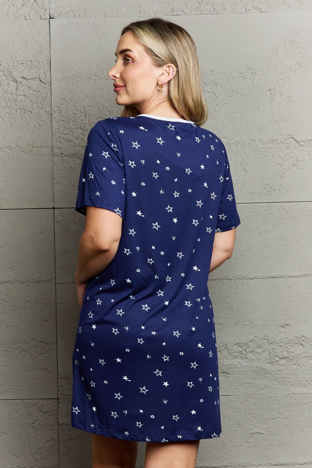 MOON NITE Quilted Quivers Button Down Sleepwear Dress - Fashorio