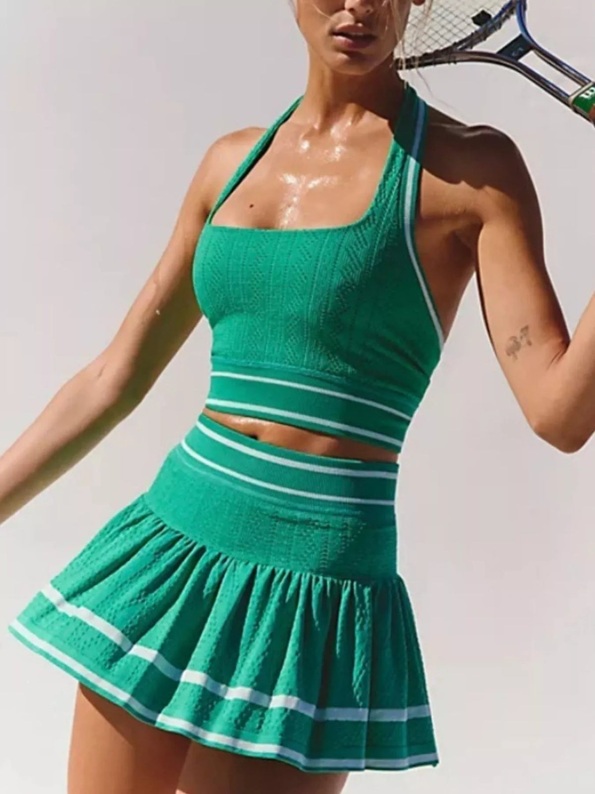 Halter Neck Tank and Skirt Tennis Active Set view 11