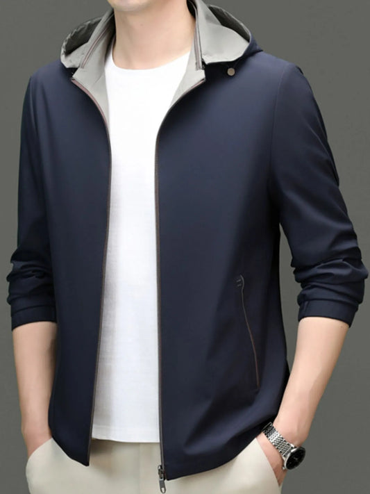 Men's Plus Size Zip Up Long Sleeve Hooded Jacket - Fashorio
