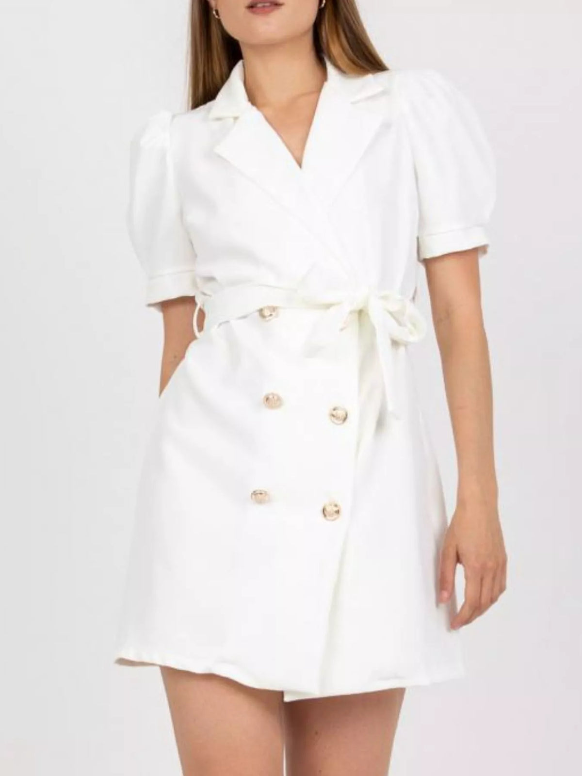 blazer tie waist mini dress three quarter angle