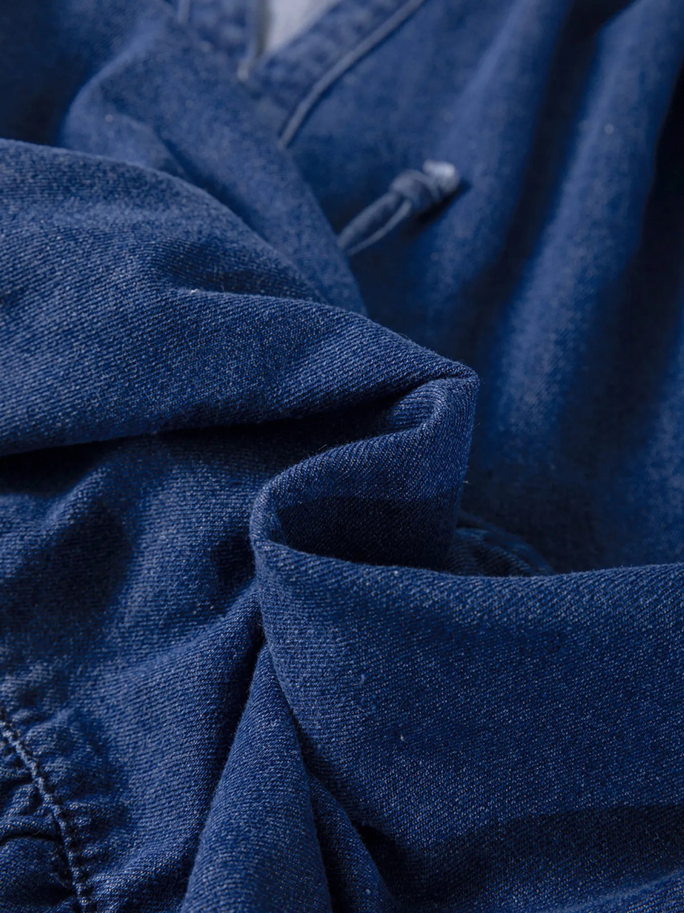 Drawstring High Waist Puff Sleeve Denim Mini Dress - Fashorio