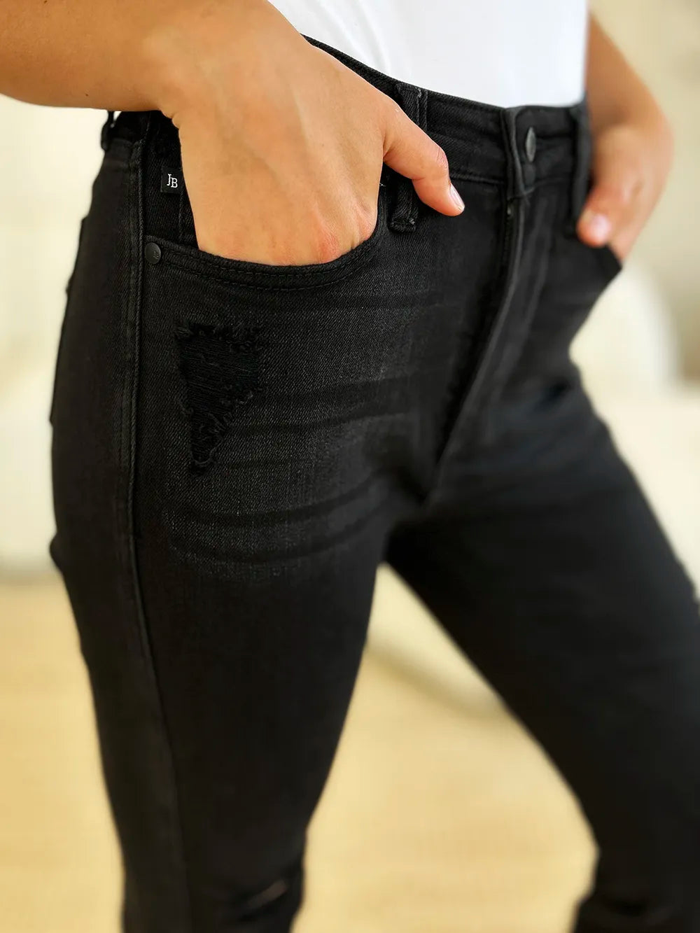 Judy Blue Full Size High Waist Distressed Flare Jeans - Fashorio