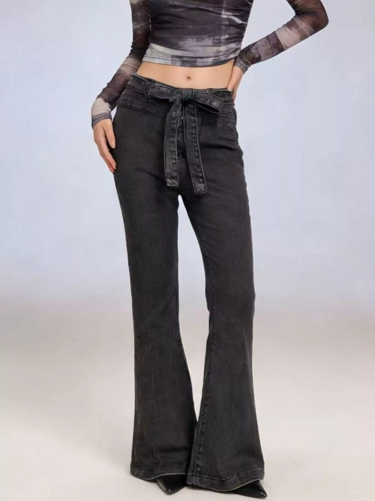 High waist flare jeans full length