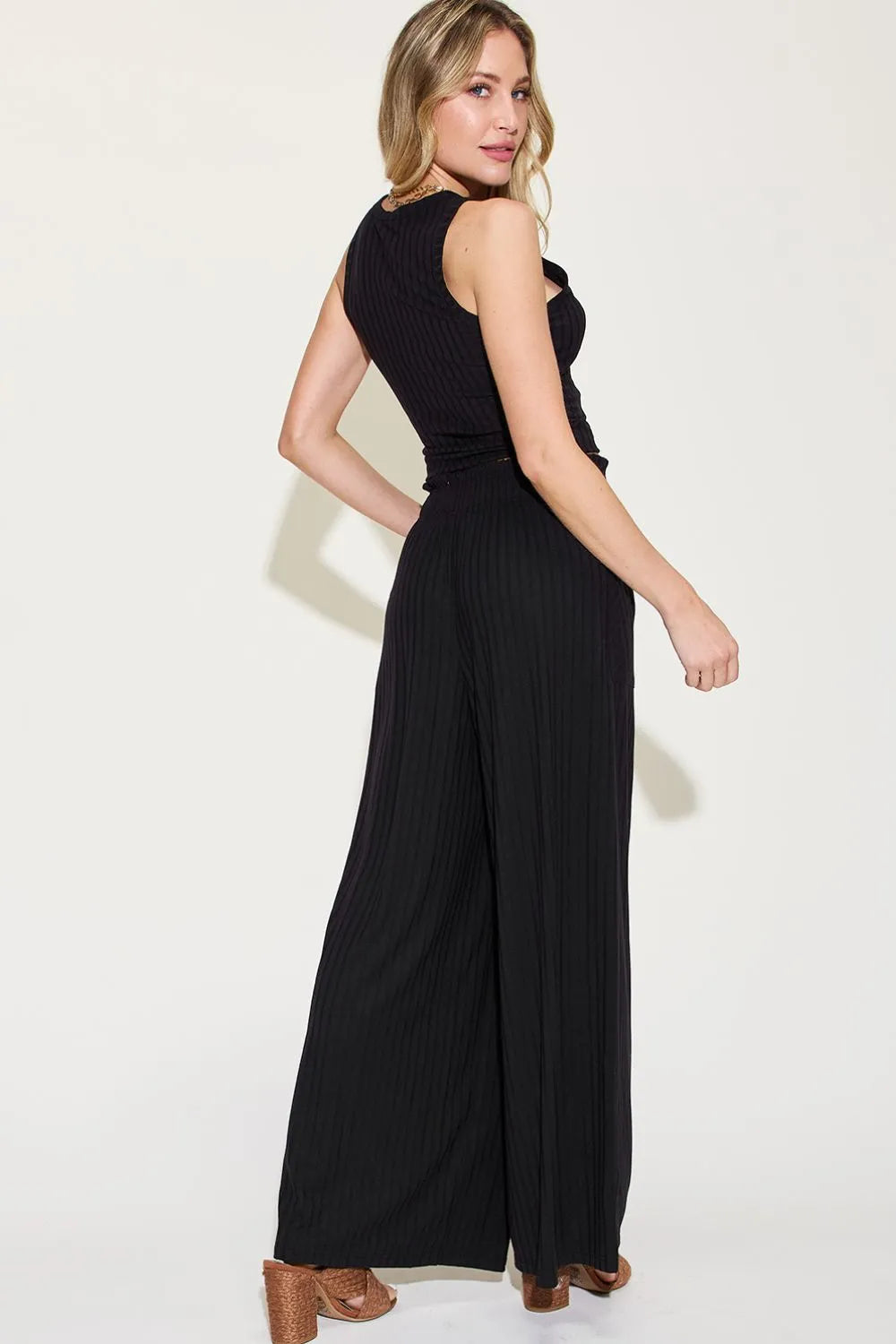 Ribbed Tank and Wide Leg Pants Set, view 11