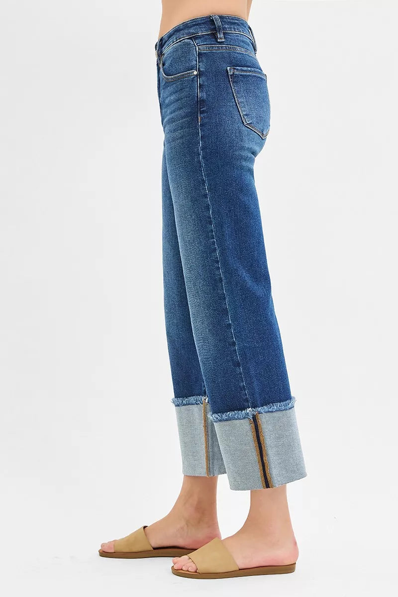 RISEN mid rise wide leg jeans back view