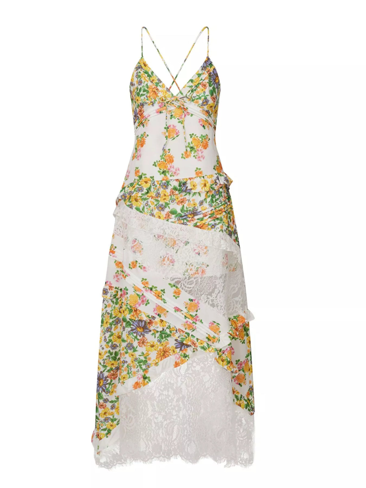 Full length lace maxi dress styled for an event