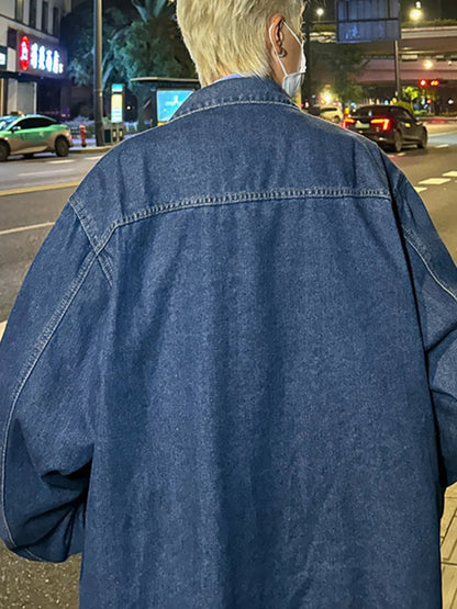 Men's Full Size Zip Up Long Sleeve Denim Jacket Plus Size - Fashorio