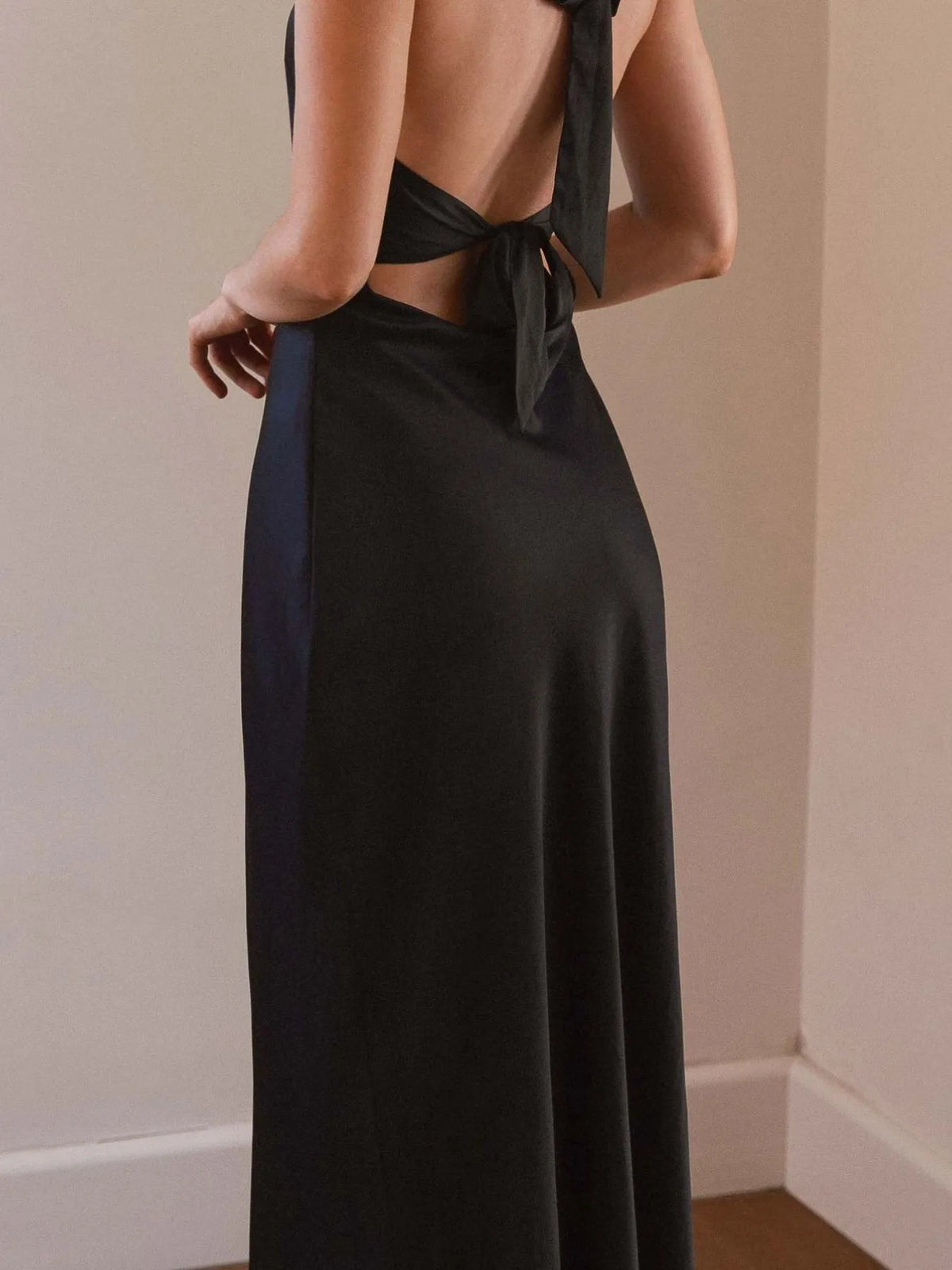 Halter neck wrap maxi dress with tie detail back detail
