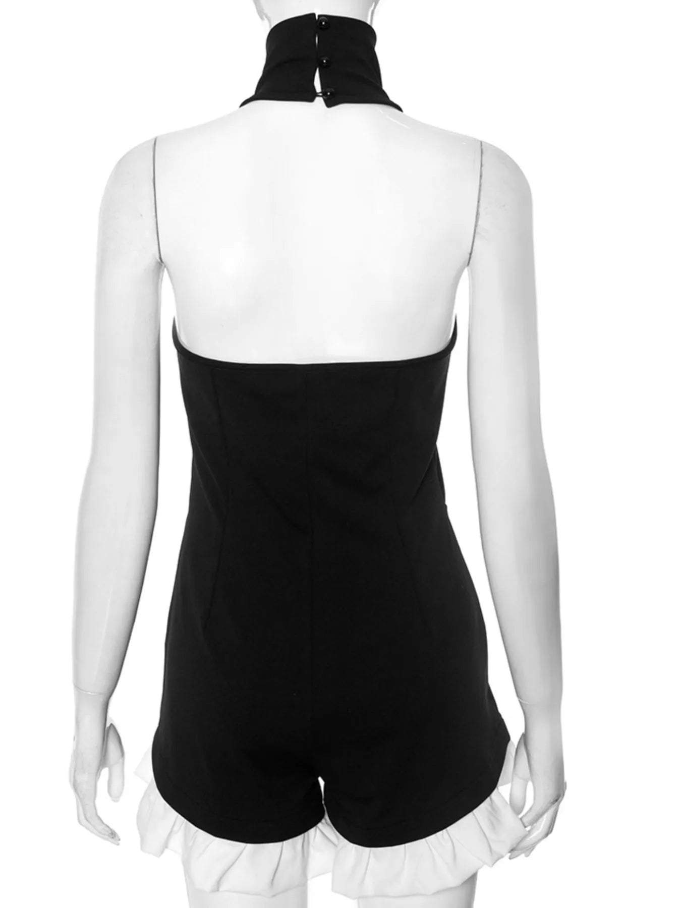 Halter Neck Ruffled Hem Romper - Fashorio