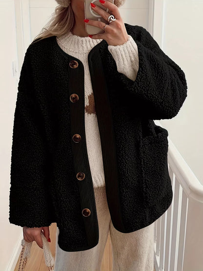 Sherpa Button-Up Outerwear - Fashorio