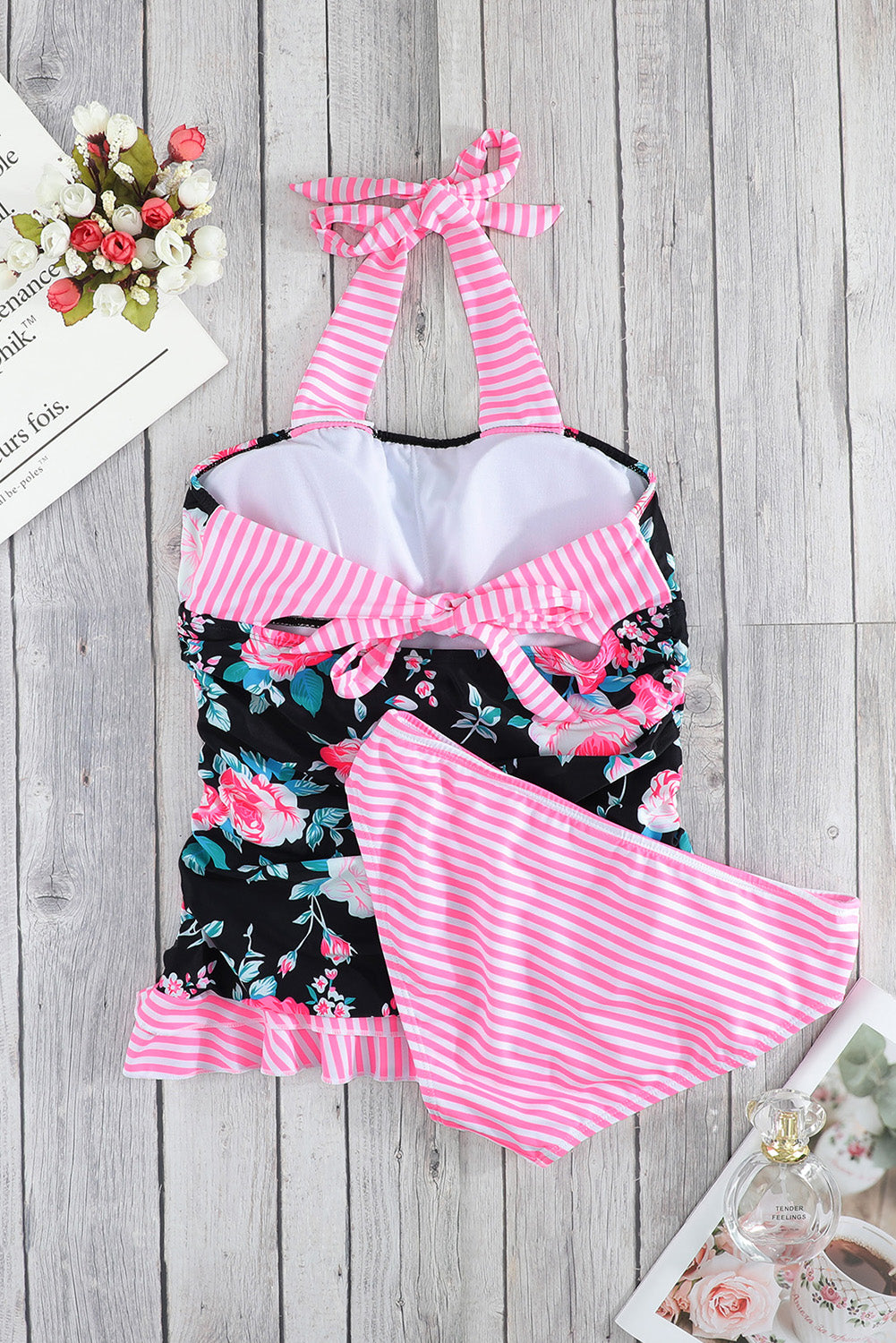 Mixed Print Tie-Back Two-Piece Swimsuit - Fashorio