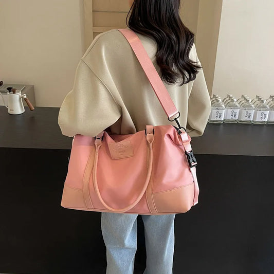 Detachable Crossbody Strap Polyester Travel Bag Blush Pink One Size - Fashorio