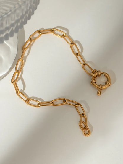 18K Gold-Plated Stainless Steel Chain Bracelet - Fashorio
