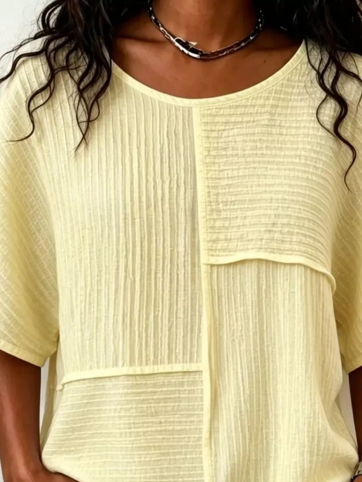 Textured Round Neck Half Sleeve Blouse, view 8