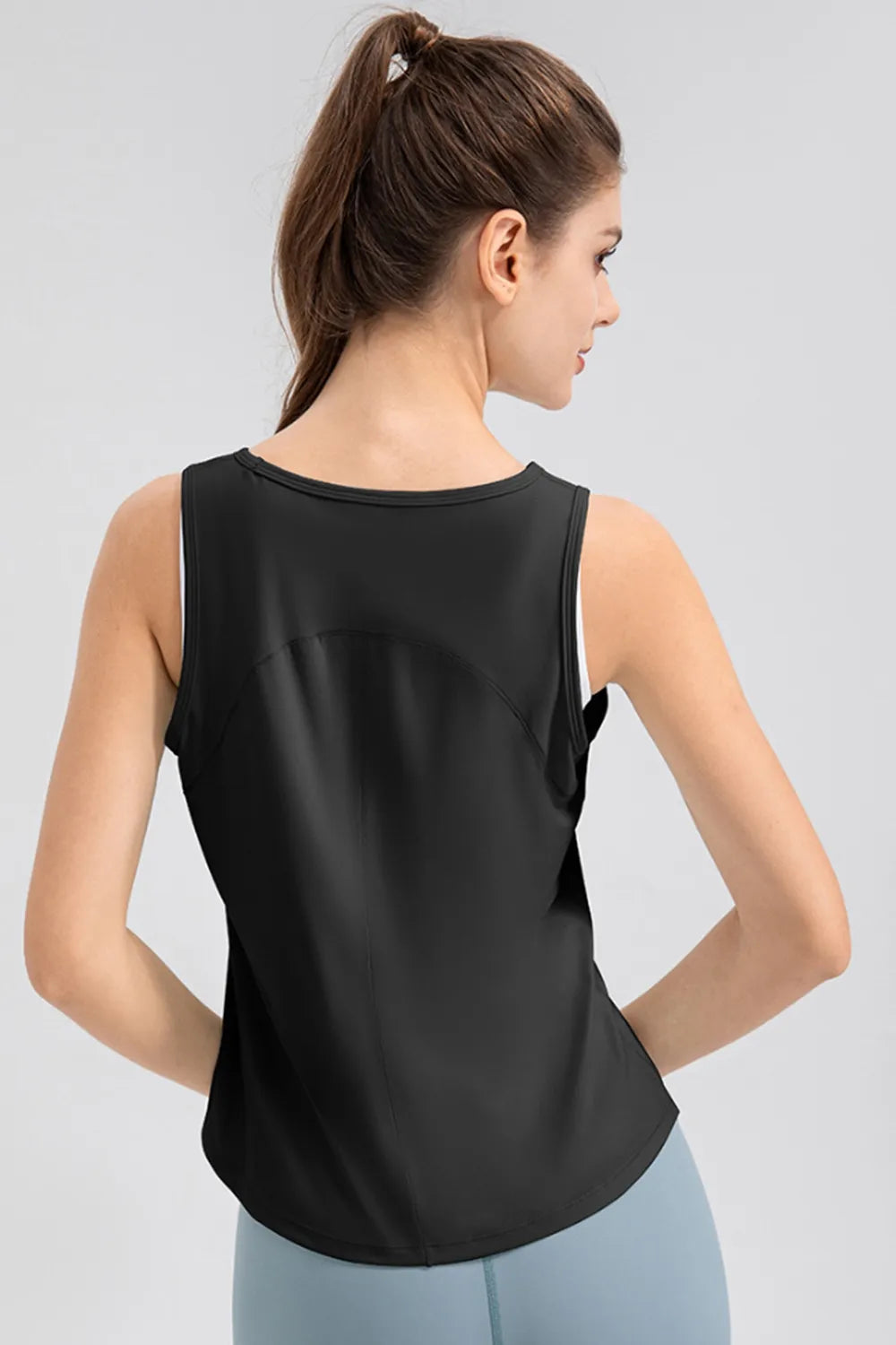 Wide Strap Round Neck Active Tank - Fashorio