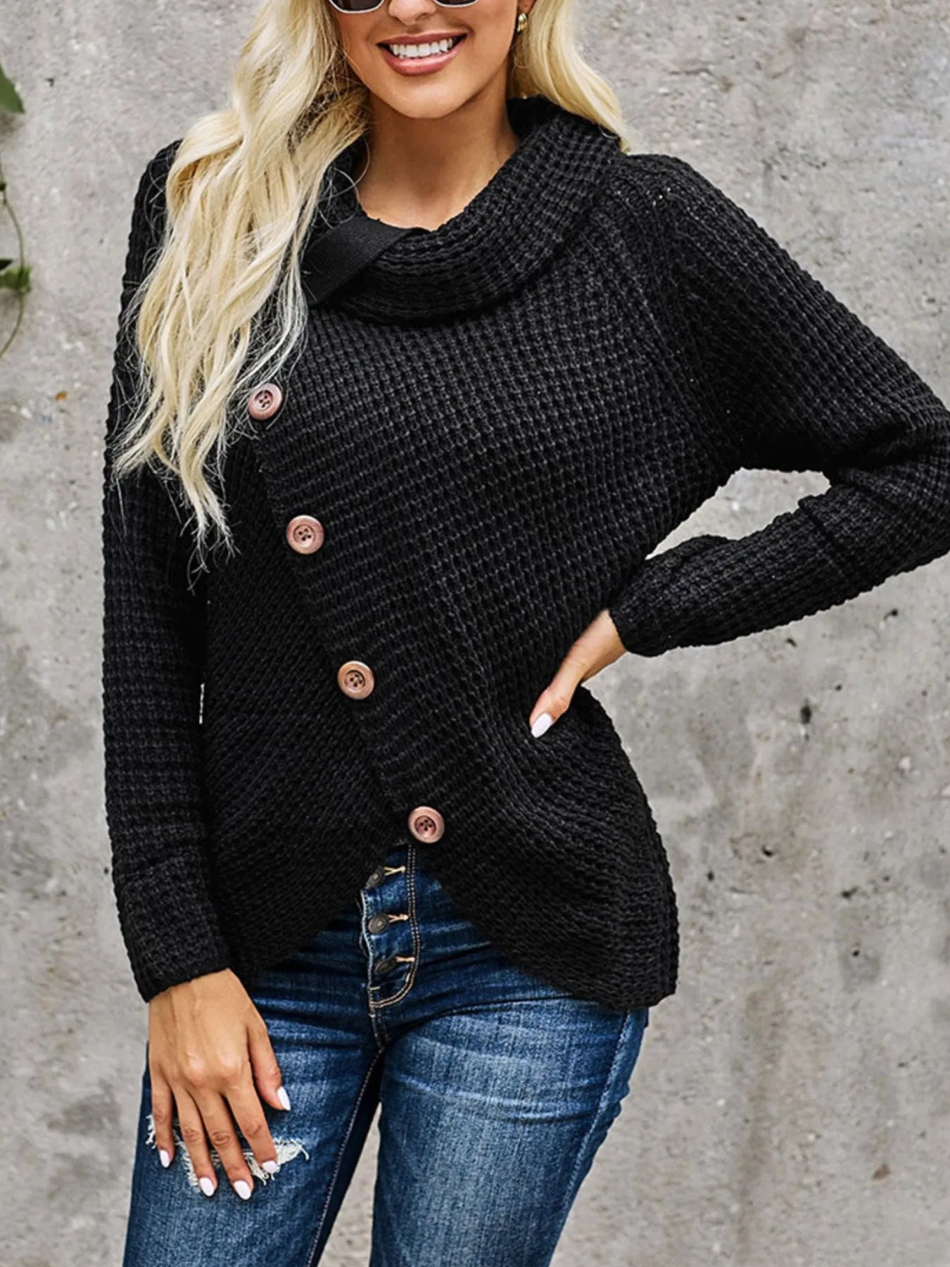 Full Size Texture Turtleneck Long Sleeve Sweater Plus Size - Fashorio